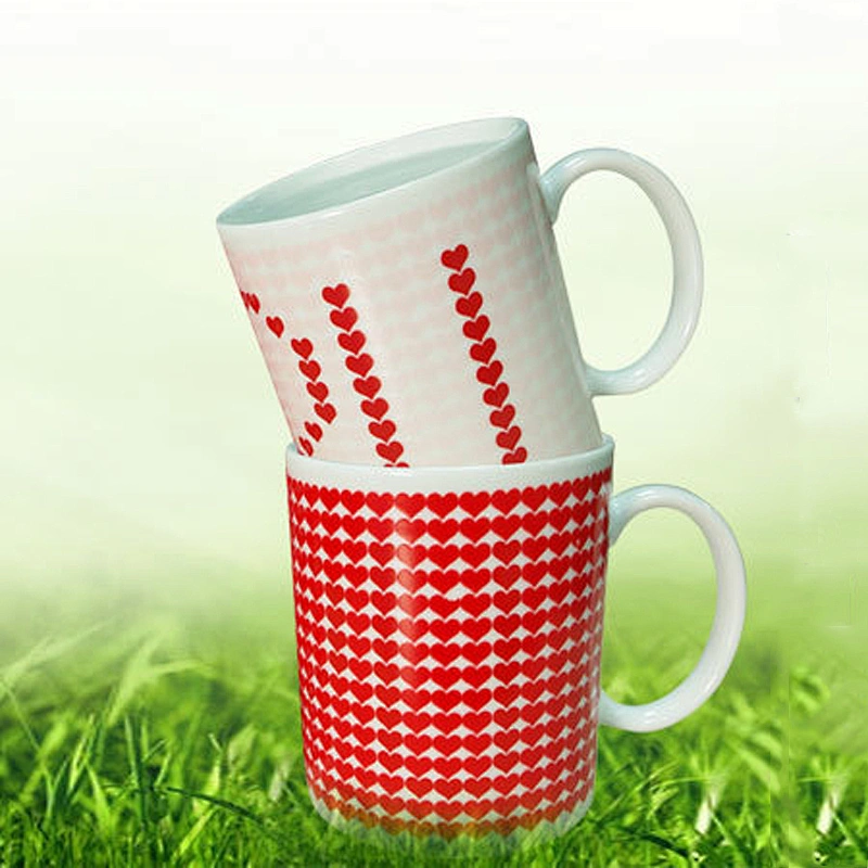 Romantic style red heart pattern color-changing mug ceramic cup for gift