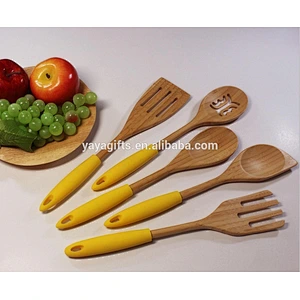 wooden spoon with silicon handle