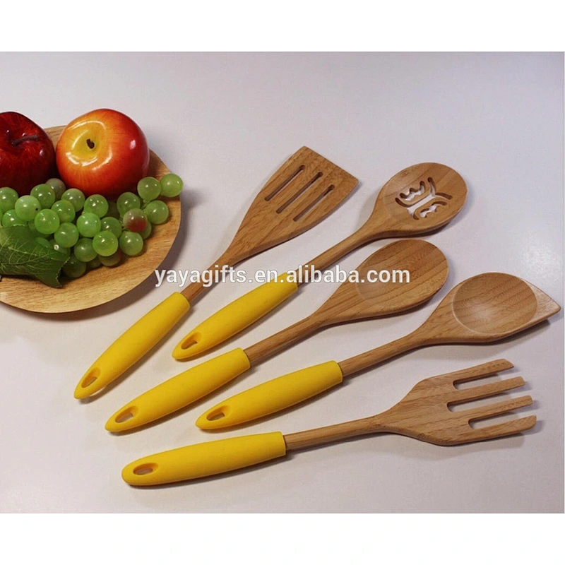 wooden spoon with silicon handle