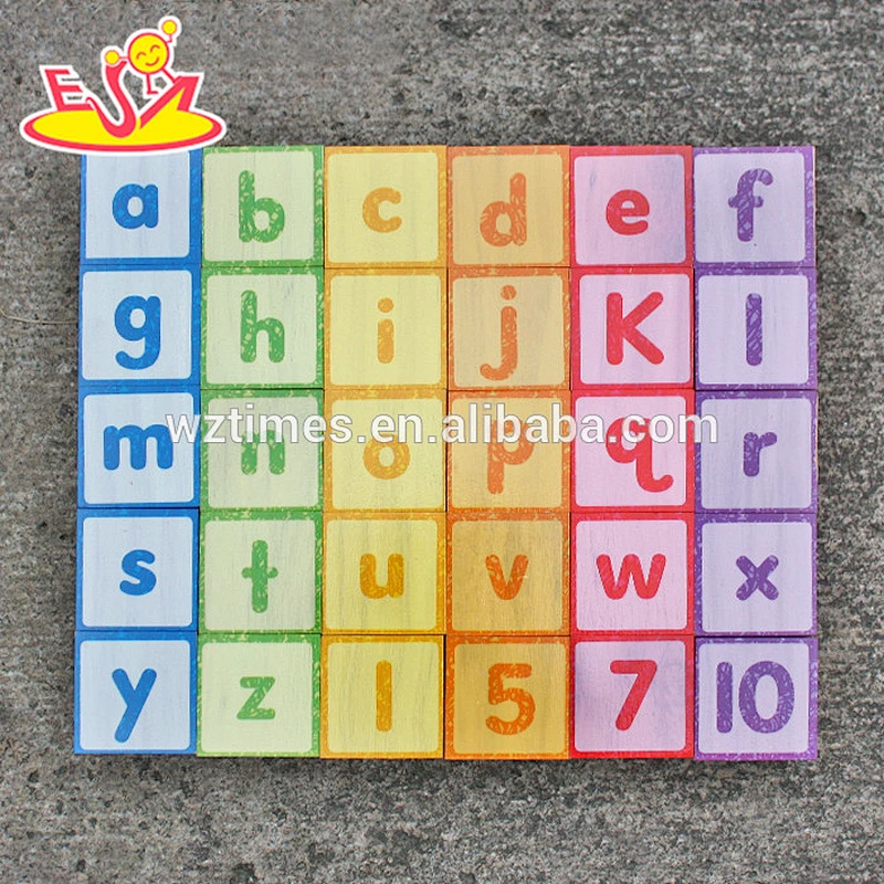 Wholesale educational alphabet wooden building blocks toy all kinds of patterns 3d blocks toy W13A065