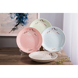 Europe design creative snowflake ceramic dish big capacity dinner dish for house