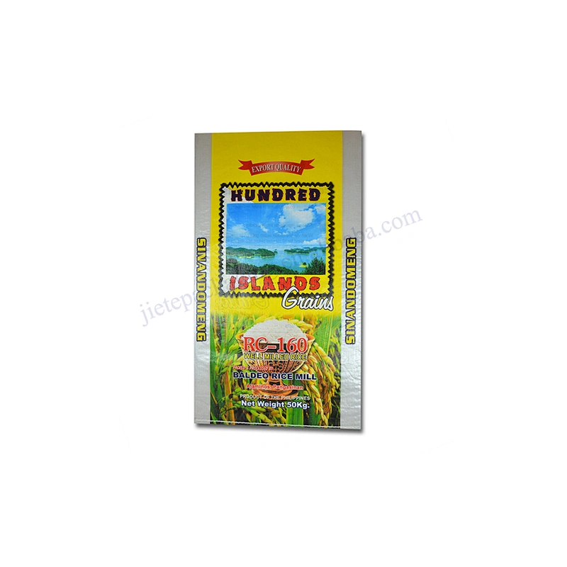 Printing yellow basmati rice 50kg bag pp woven bag with transparent window