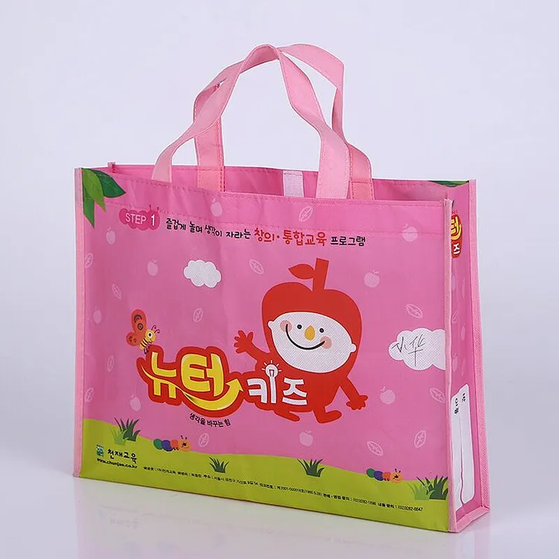 Wholesale pink printed non-woven bag for shopping