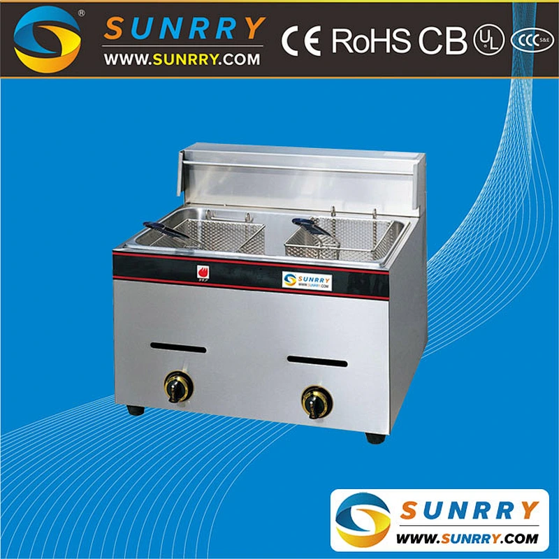 LPG stainless steel manufacturer price 2 tanks 2 baskets commercial countertop gas deep fryer