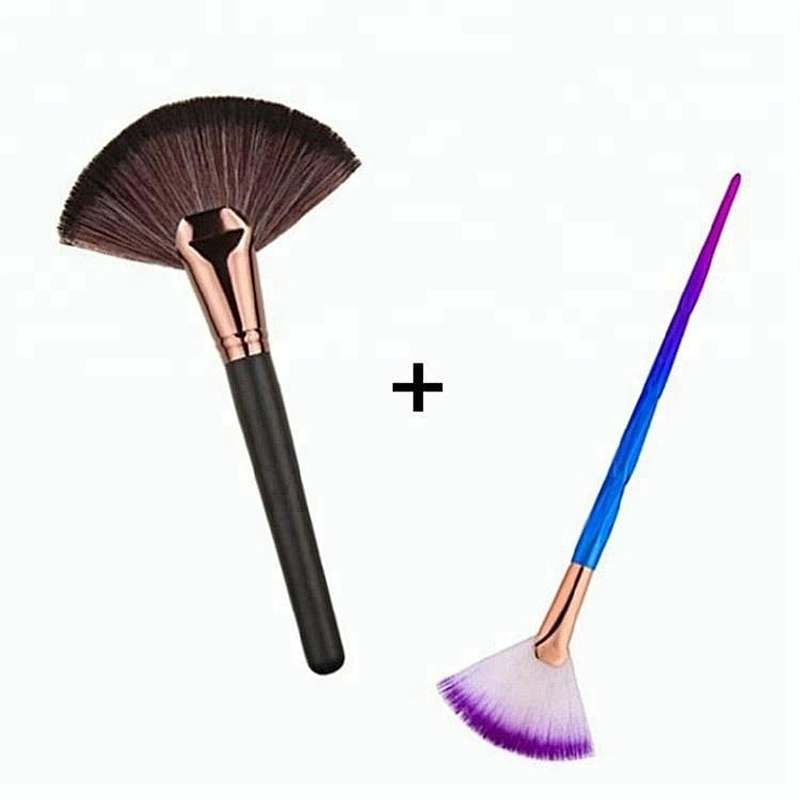 High Quality 2pcs Makeup Blush Brush Fan Cosmetic Brush