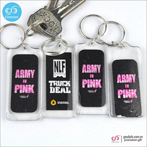 Guangzhou custom acrylic key charm clear plastic key holder printed acrylic keychain