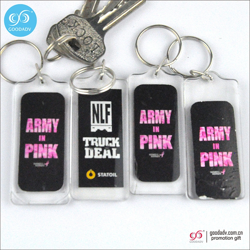 Guangzhou custom acrylic key charm clear plastic key holder printed acrylic keychain