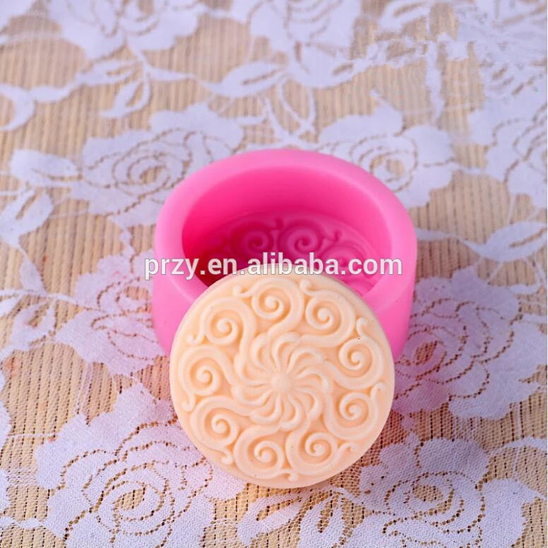 Decorative pattern round shape silicone soap mold handmade soap mold