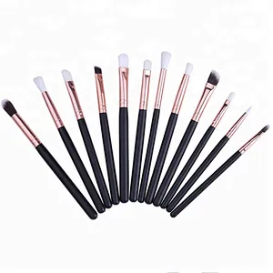 12Pcs Makeup Brushes Kits Black Wooden Handle Soft Portable Cosmetic Make Up Brush Beauty Eyeshadow Cosmetic Brush Tool Set