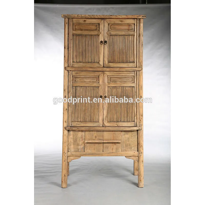 Chinese recycle bamboo furniture natural color antique kitchen cabinet J72-016