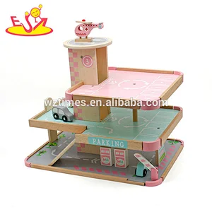 New design funny wooden toy car park for kids W04B056