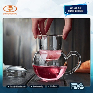 2018 new style high borosilicate glass cups with lid for home and party