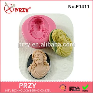 F1411 PRZY Fondant Cake Decorating Tools Jesus Cameo Silicone Cake Mold