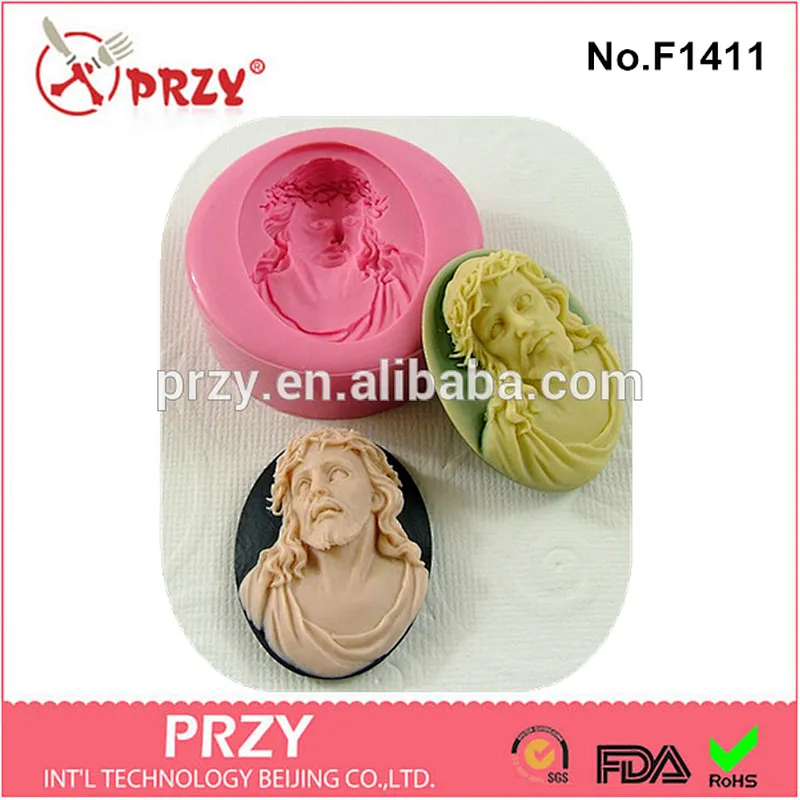 F1411 PRZY Fondant Cake Decorating Tools Jesus Cameo Silicone Cake Mold