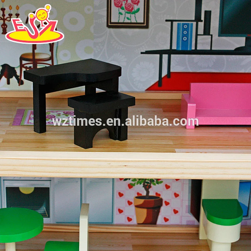 Großhandel hochwertige 4 Etagen Kinder Holz Puppenhaus Kits mit Garage W06A238