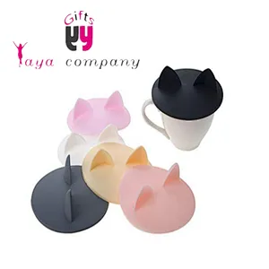 Cute cat ears Silicone FDA Glass coffee lid