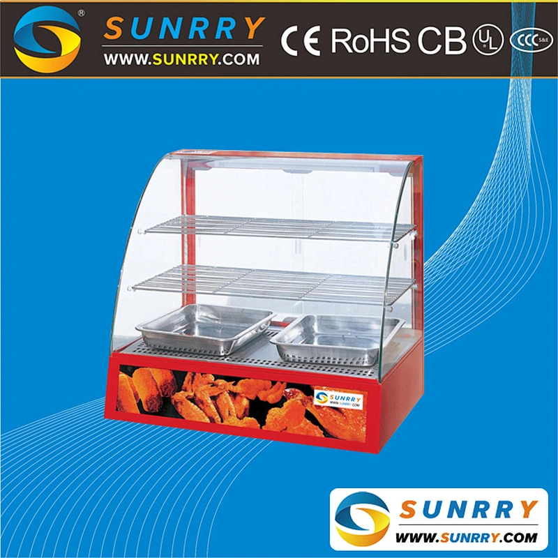 Hot Sale 3 Layers Curved Glass Hot Food Display Warmer for Catering