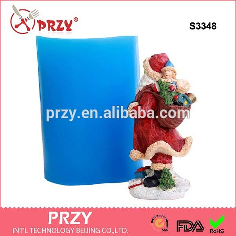 S3348 3d santa claus mould for Christmas santa with gift box shape silicone mold for cake soap