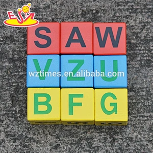 New design educational wooden alphabet blocks for kids W14B071
