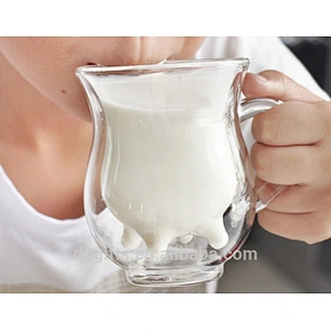 transparent 250ml Double Wall high borosilicate glass Mugs with handle for milk coffee