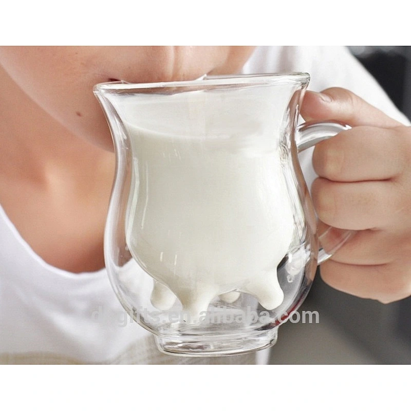 transparent 250ml Double Wall high borosilicate glass Mugs with handle for milk coffee