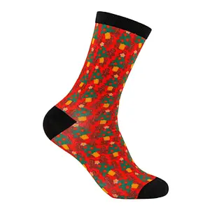 High Technique Digital Printing Crew Sock Christmas Bamboo casual Style  Fashion haqppy Sock  Women
