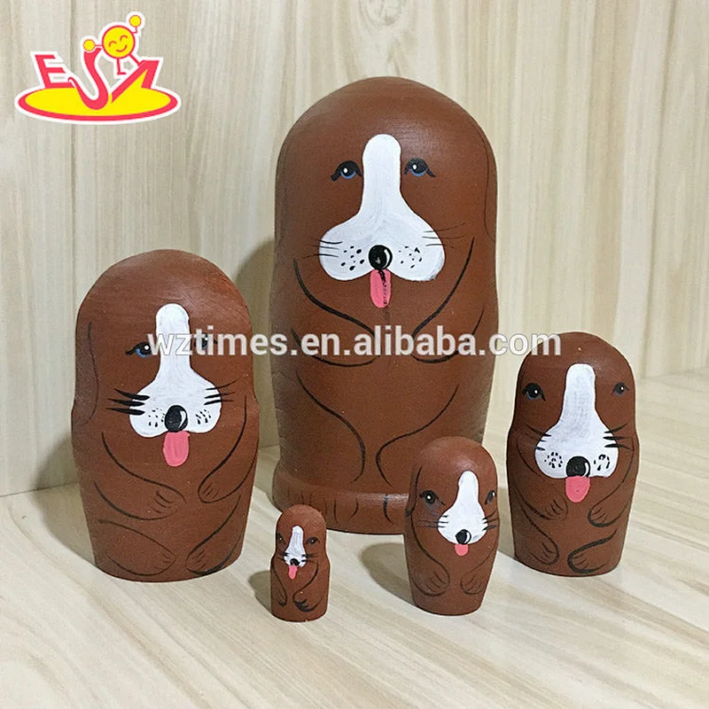 2018 Wholesale cheap child nesting dolls wooden custom russian dolls with high quality W06D107