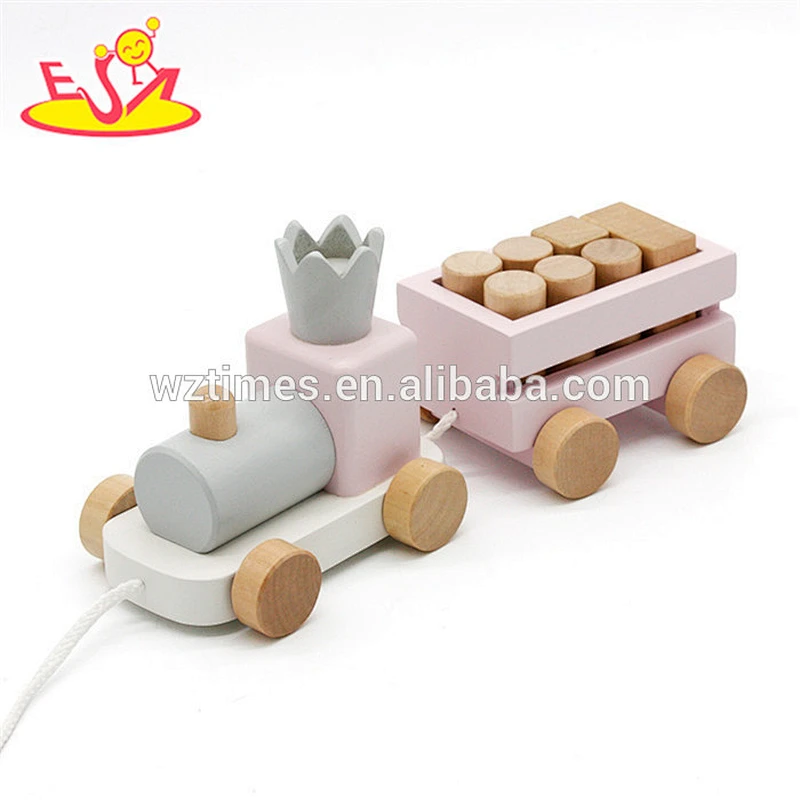 Wholesale pretty wooden educational toy contains of wooden xylophone toy&stacking blocks and pull train toy for kids W12F031