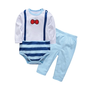 Infant Gown Newborn Birthday Boy Romper Long Sleeve Bodysuit Pant Baby Gift Set