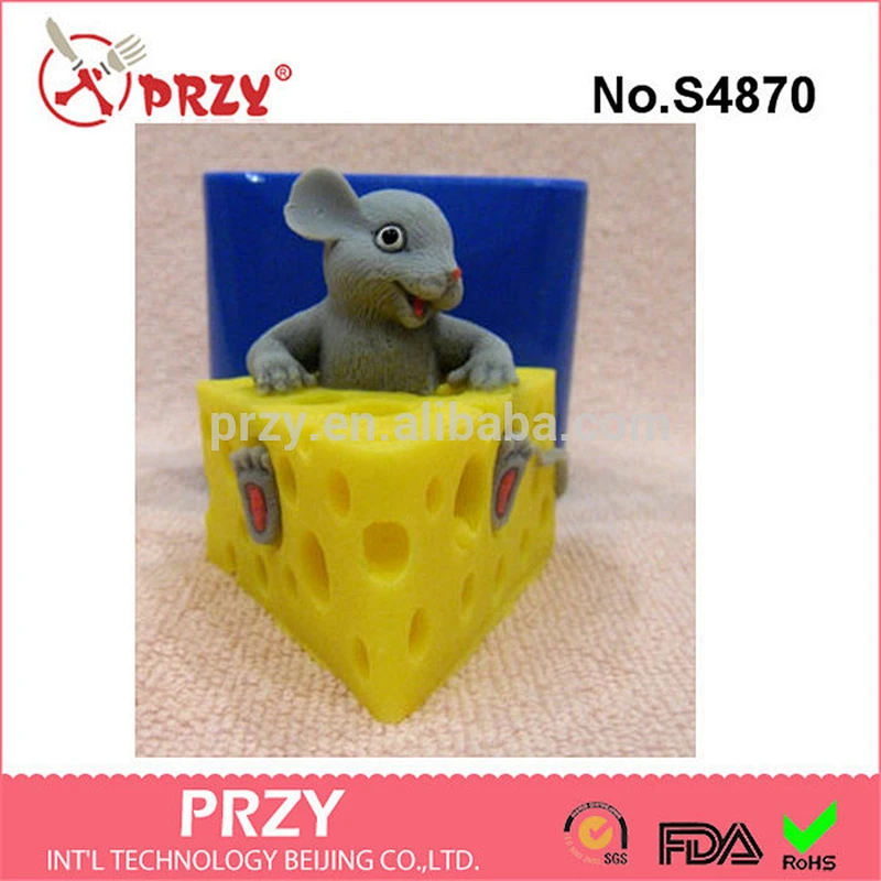 S4870 Mouse in a piece of cheese 3d silicone molds for soap food grade handmade soap mold