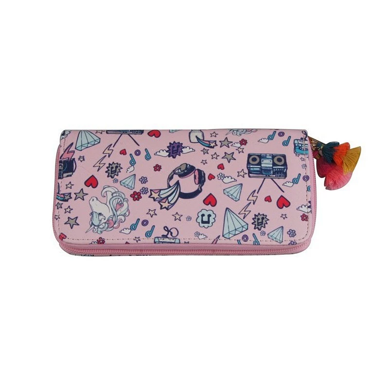 China Wholesale Custom Print Zipper Around Wallet Leather Woman