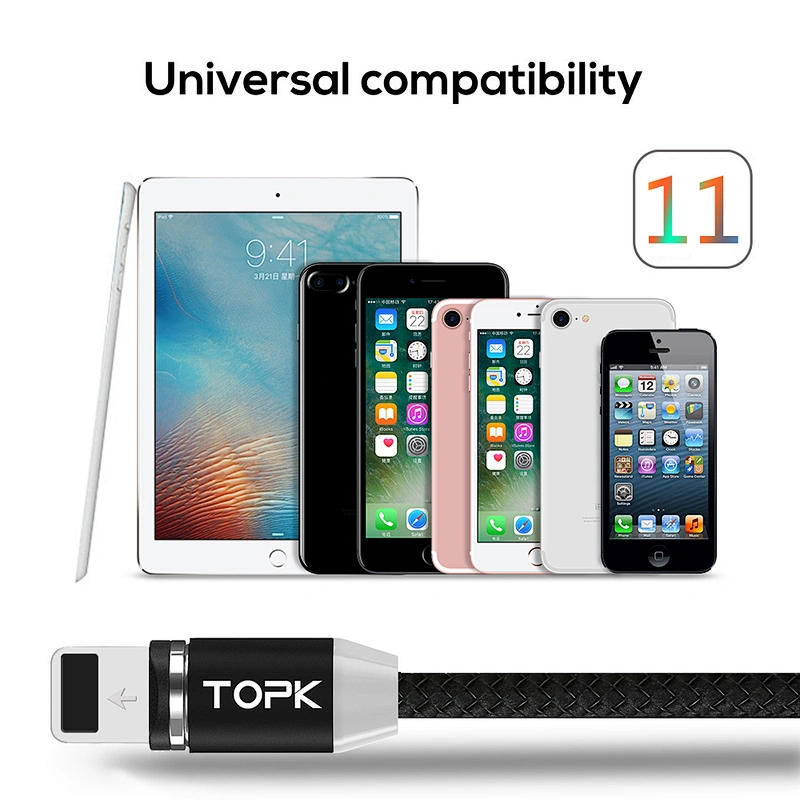 Hot sale factory supply usb cable fishing net round magnetic line for iphone