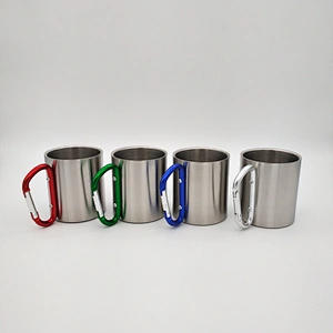 Custom Personalized Double Wall Stainless Steel Carabiner Travel Mug Camping Mug