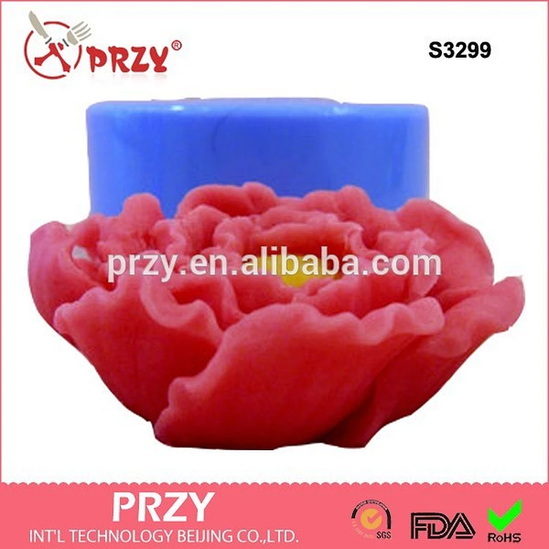 Decorative Peony flower handmade soap silicone mold Peony flower candle mold