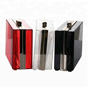 Wholesale coloful clear acrylic clutch bag pary evening bags with detachable metal chain