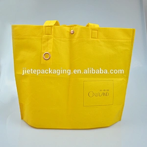 custom order orange, yellow recycled folding non woven reusable shopping bags