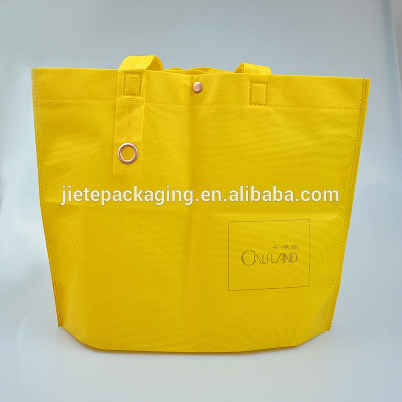 custom order orange, yellow recycled folding non woven reusable shopping bags