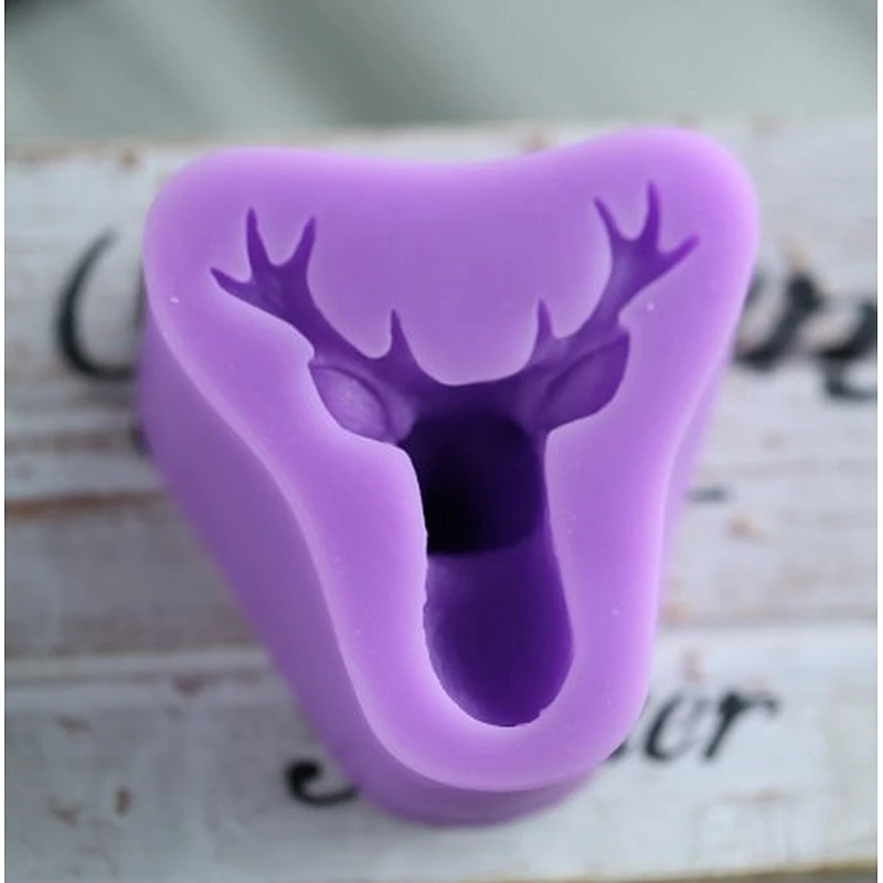 3D Christmas Elk Fondant Dry Pez Cup Cake Silicone Decorative Mold