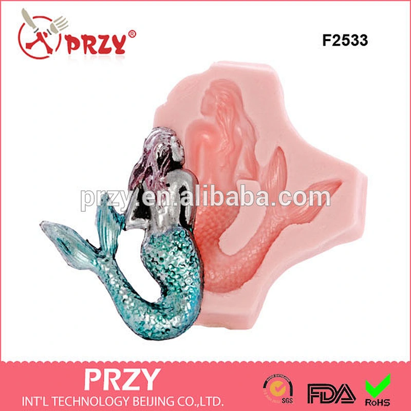 F2533 mermaid Shaped Silicone Cake Mold Bakeware Decorating Gum Paste Fondant Clay mermaid Soap Mold