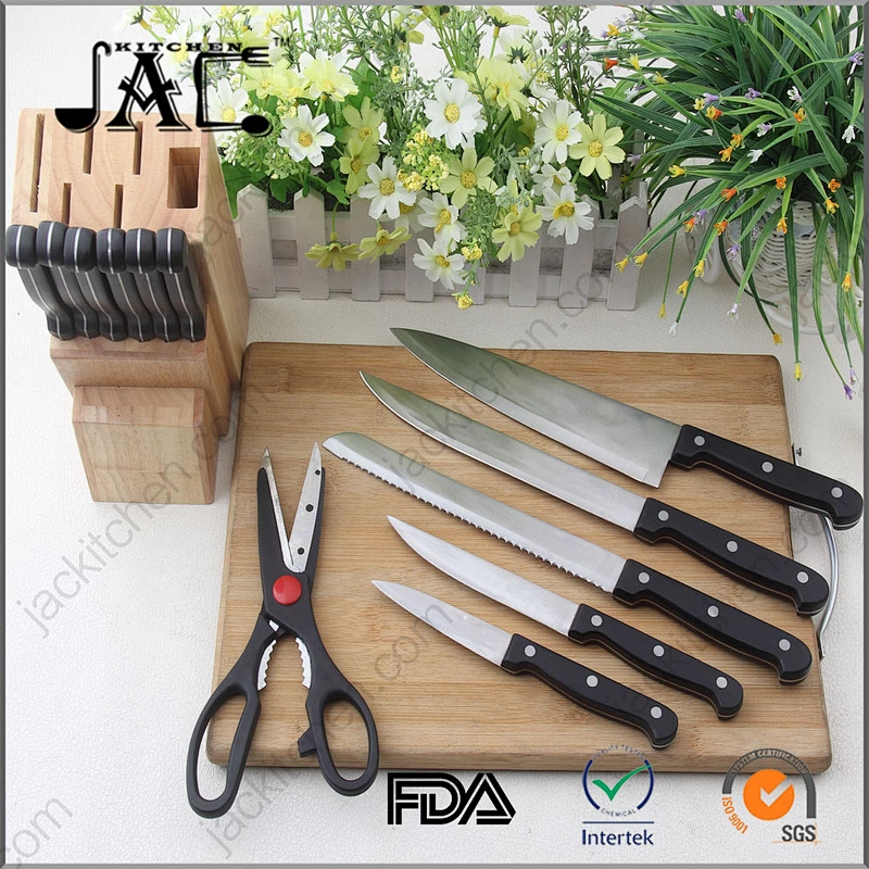 13-Piece POM Handle Stainless Steel Knife Set Kitchen with Wooden Block