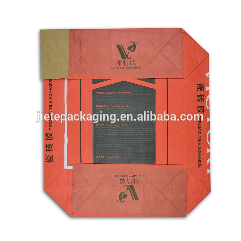 China manufacturer kraft paper valve bags with block bottom for packing cement, tile adhesive, mortar