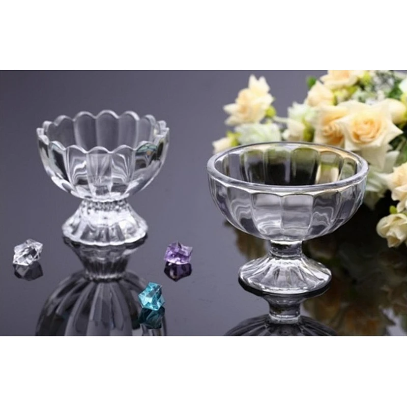 6.5 ounce Footed Glass Dessert Dishes Bowls Icecream or Sundae Clear Glass Cup for Bar Party Resturant