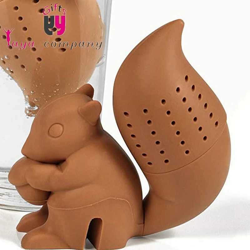 3D custom cartoon design squirrel shaped tea infuser silicone