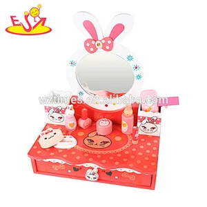 Wholesale beautiful dressing table design cartoon wooden dresser toy for baby W10D164