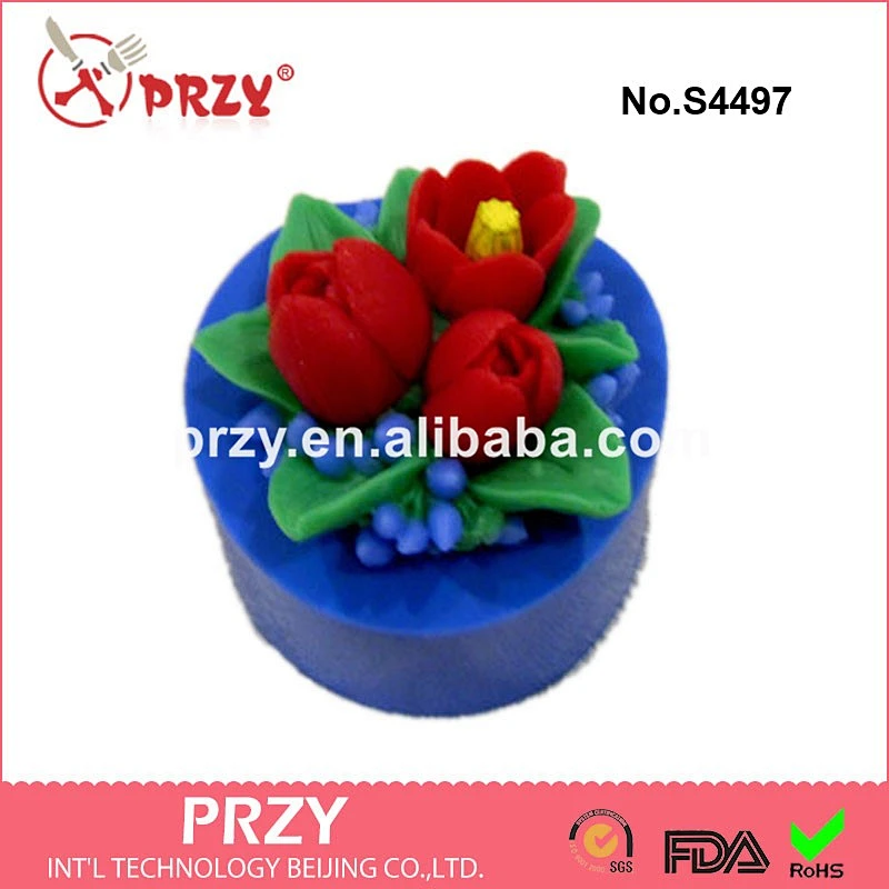 Plant series Tulip bouquet silicone mold for soap/silicone candle mold