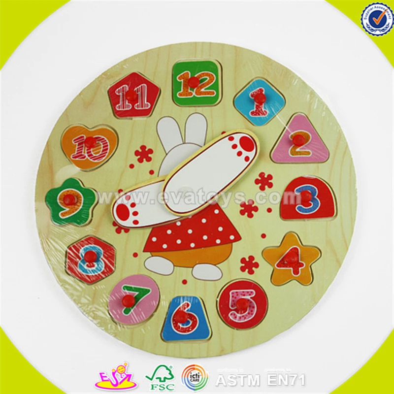 Wholesale top sale wooden digital clock toy cute wooden lion pattern digital clock toy school teaching aid W14B044