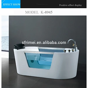 1700 Round Clear Double Sided Float Glass Whirlpool Massage Bathtub For 2 Person