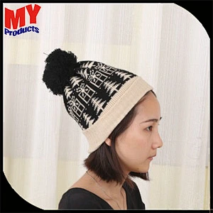 girl winter custom pom pom beanie hats wholesale knitted hats