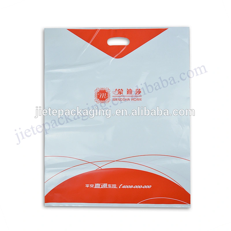 Customized plastic shopping bag with D handle for clothes,shoes,food,gift