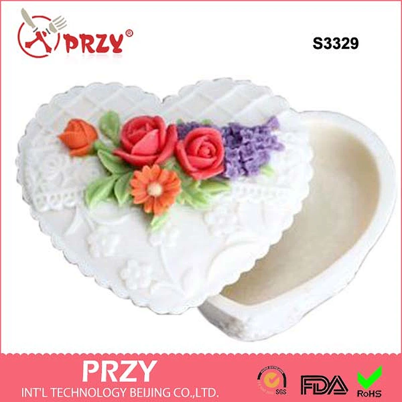 S3329 heart shape box silicone moulds for making soap makeup box silicone soap moulds for handmade soap